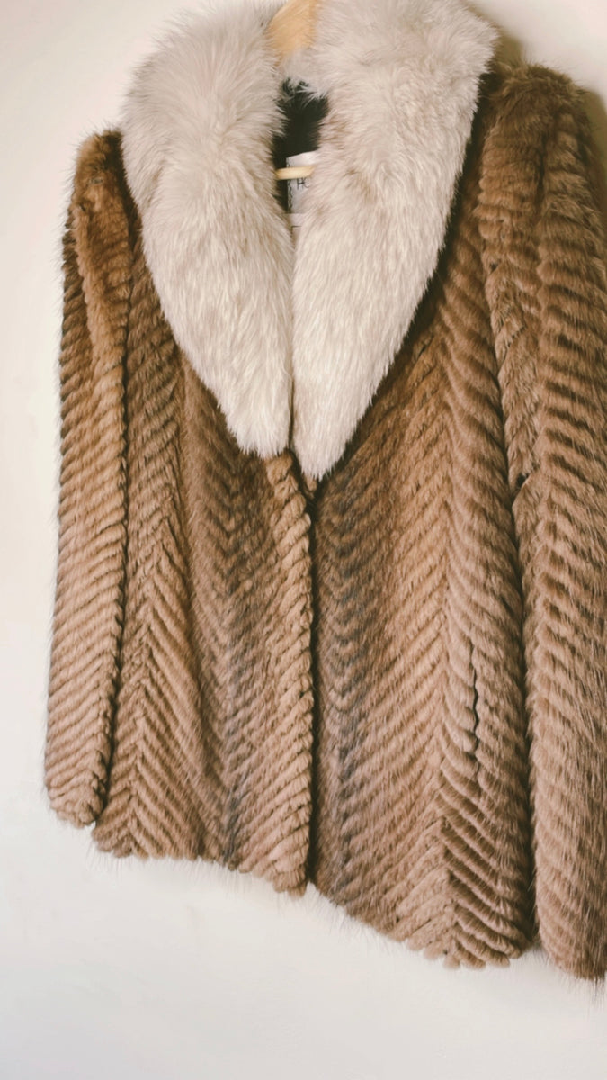 Herringbone Fox Fur Coat - Ready to Wear