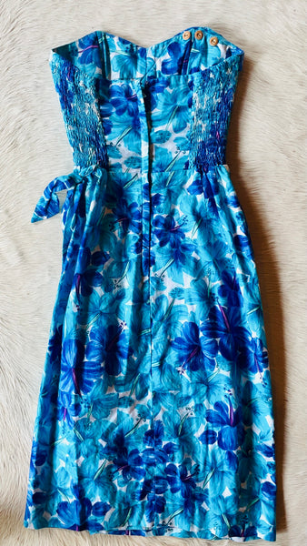 Vintage Strapless Hawaiian Dress