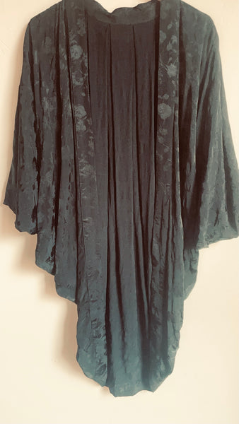 Silk Black Floral Kimono